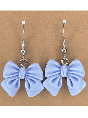Polyresin Imitation Fabric Bow Pendant Earrings